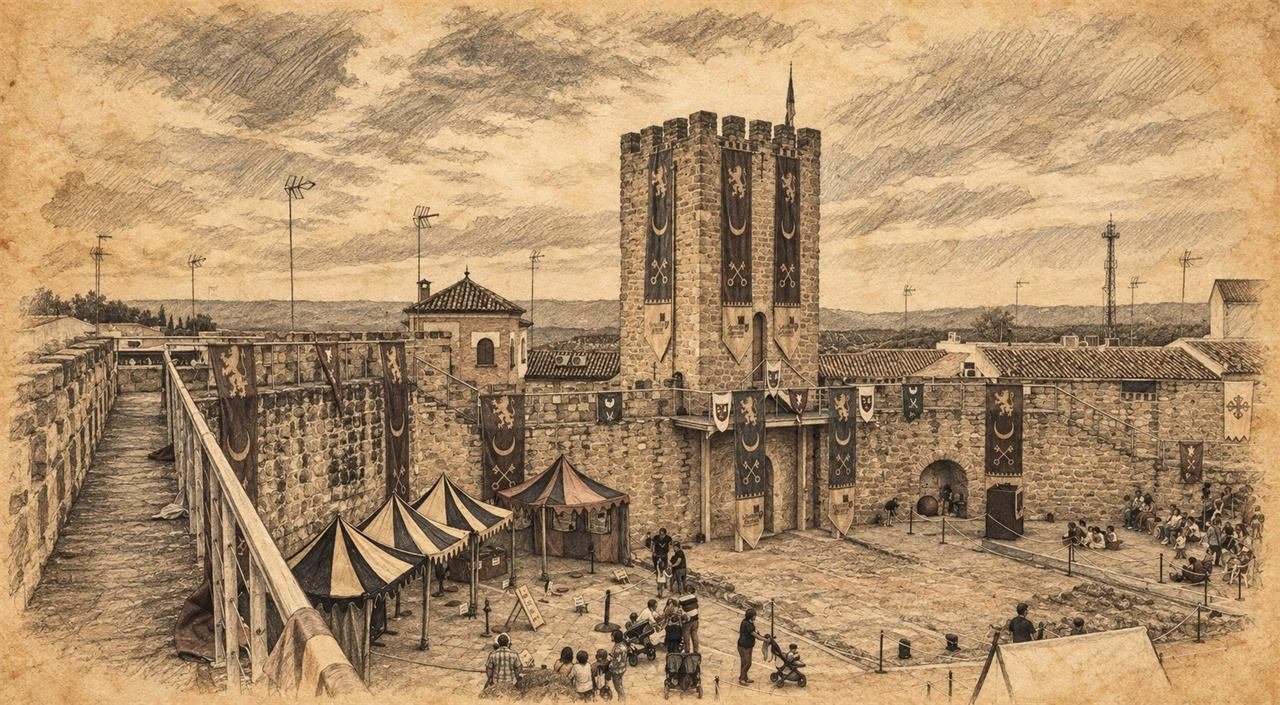 Ilustración a carboncillo del Castillo de Arjonilla