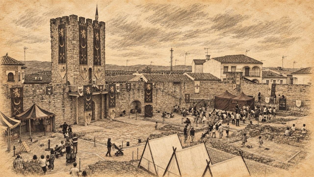 Ilustraciones a carboncillo del Castillo de Arjonilla y de las Jornadas Medievales